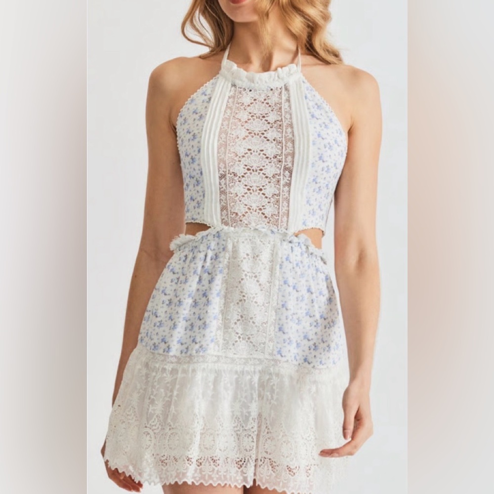 LoveShackFancy Kesia Lace Cutout Mini Dress - Picture 2 of 14
